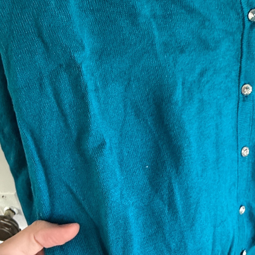 Ann Taylor Teal Knit Cardigan - Vibrant Teal Hue - Picture 4 of 6